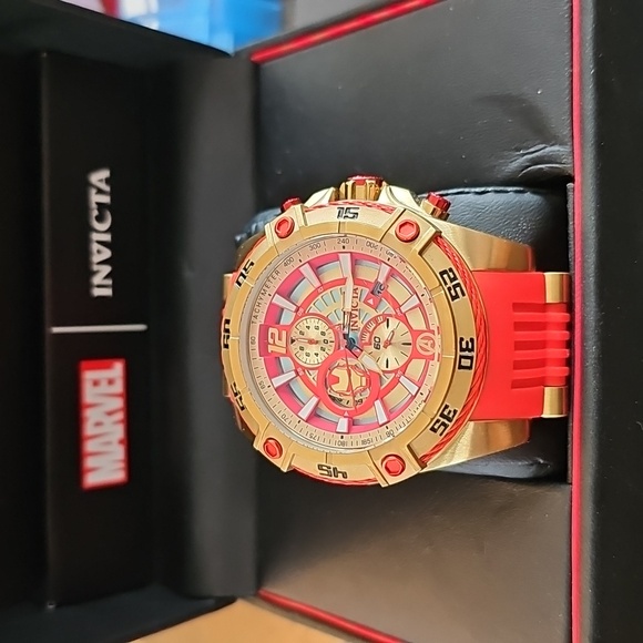 Invicta Gold and Red Tachymeter Watch Iron MAN - Picture 2 of 4